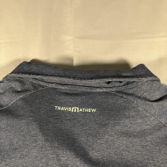 Travis Mathew Pullover Mens Large Blue Quarter Zip IFG Logo Golf Stretch Pockets - Picture 10 of 12